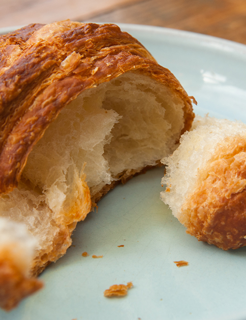 the flaky insides of the salted butter croissant