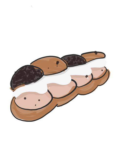 illustration of milk and cookies eclair