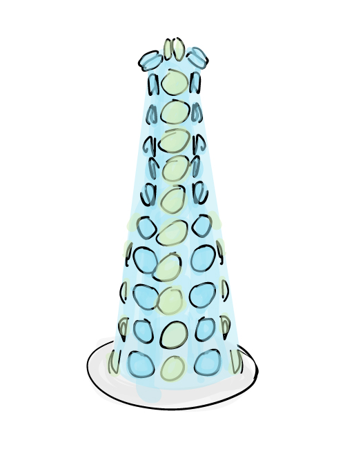 tall and skinny macaron tower illustration