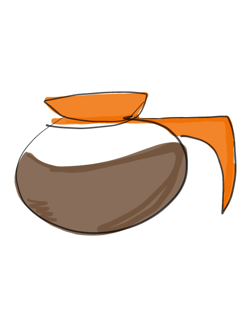illustration of orange-handled coffee pot