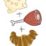 illustration of ham and swiss cheese croissant